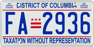 DC license plate FA2936