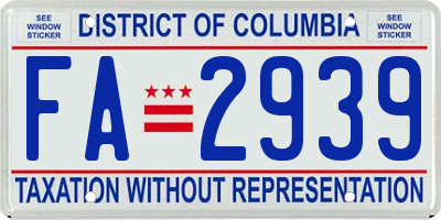 DC license plate FA2939