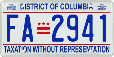 DC license plate FA2941