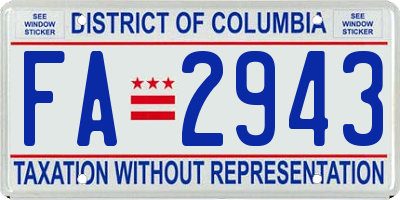 DC license plate FA2943