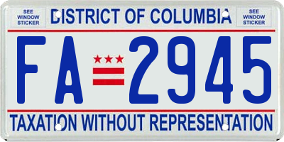 DC license plate FA2945