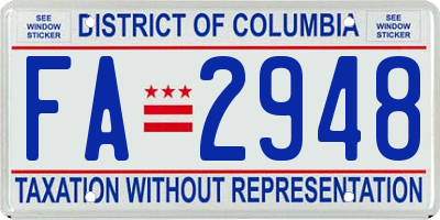 DC license plate FA2948