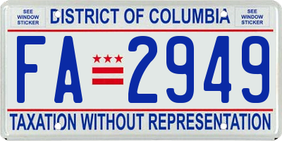 DC license plate FA2949