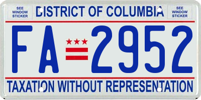 DC license plate FA2952