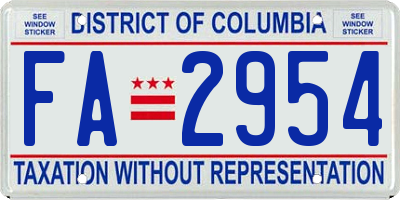 DC license plate FA2954