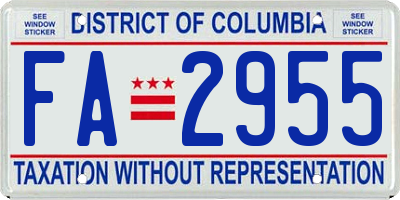 DC license plate FA2955