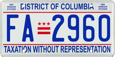 DC license plate FA2960