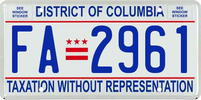 DC license plate FA2961