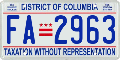 DC license plate FA2963