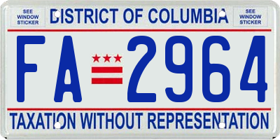 DC license plate FA2964