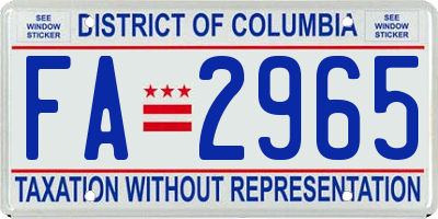 DC license plate FA2965