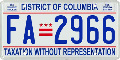 DC license plate FA2966