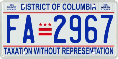 DC license plate FA2967