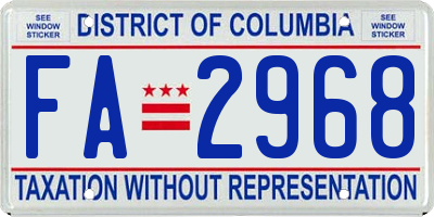 DC license plate FA2968