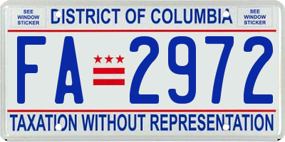 DC license plate FA2972