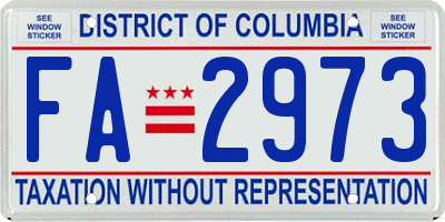 DC license plate FA2973