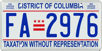 DC license plate FA2976