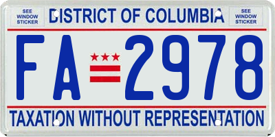 DC license plate FA2978