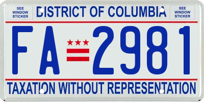 DC license plate FA2981