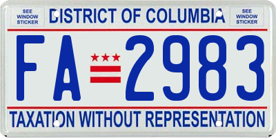 DC license plate FA2983