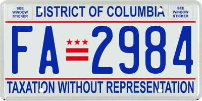 DC license plate FA2984