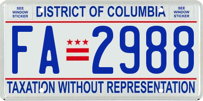 DC license plate FA2988