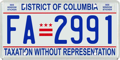 DC license plate FA2991