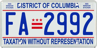 DC license plate FA2992