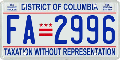 DC license plate FA2996