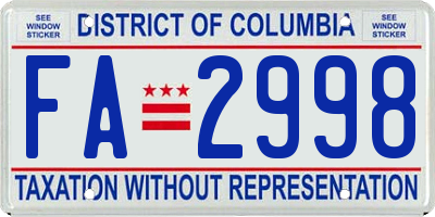 DC license plate FA2998