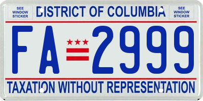 DC license plate FA2999