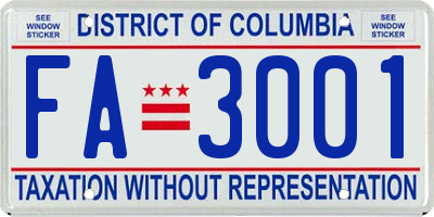 DC license plate FA3001