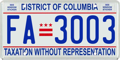 DC license plate FA3003