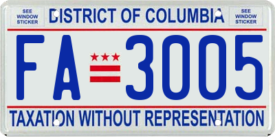 DC license plate FA3005