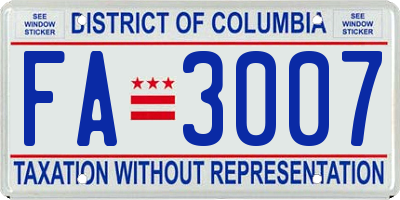 DC license plate FA3007