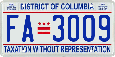 DC license plate FA3009