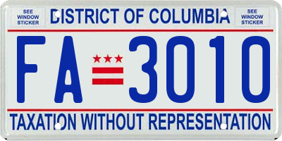 DC license plate FA3010