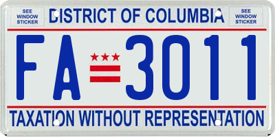 DC license plate FA3011