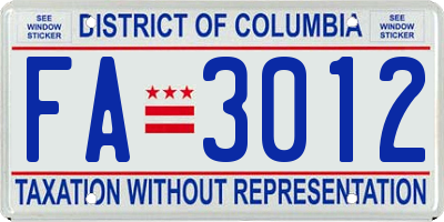 DC license plate FA3012