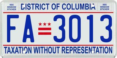 DC license plate FA3013