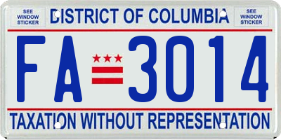 DC license plate FA3014