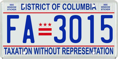 DC license plate FA3015