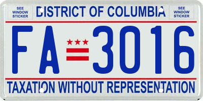 DC license plate FA3016