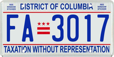 DC license plate FA3017