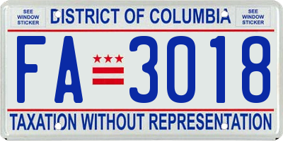 DC license plate FA3018