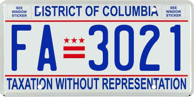 DC license plate FA3021