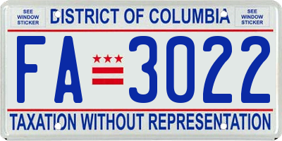 DC license plate FA3022