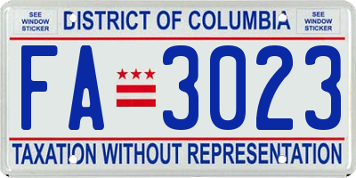 DC license plate FA3023