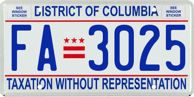 DC license plate FA3025