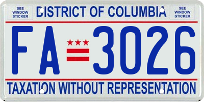 DC license plate FA3026